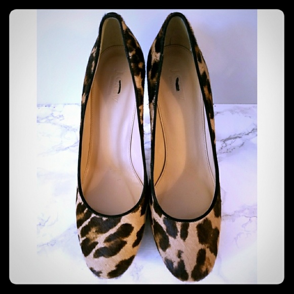 JCrew Pia Leopard Calf Hair heel 10 Italy NWOB - Picture 1 of 6